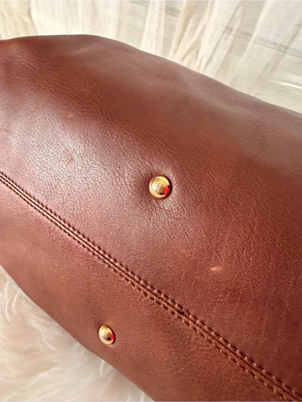 Fendi Two-Tone Brown Dark Brown and Black Leather Satchel with Gold Accents - Picture 10 of 13
